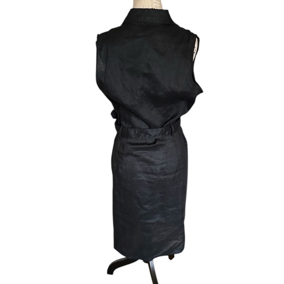 NWT Allison Taylor 100% Linen Black Utility Safari Belted Shirt Dress Size 10 M - Picture 2 of 14